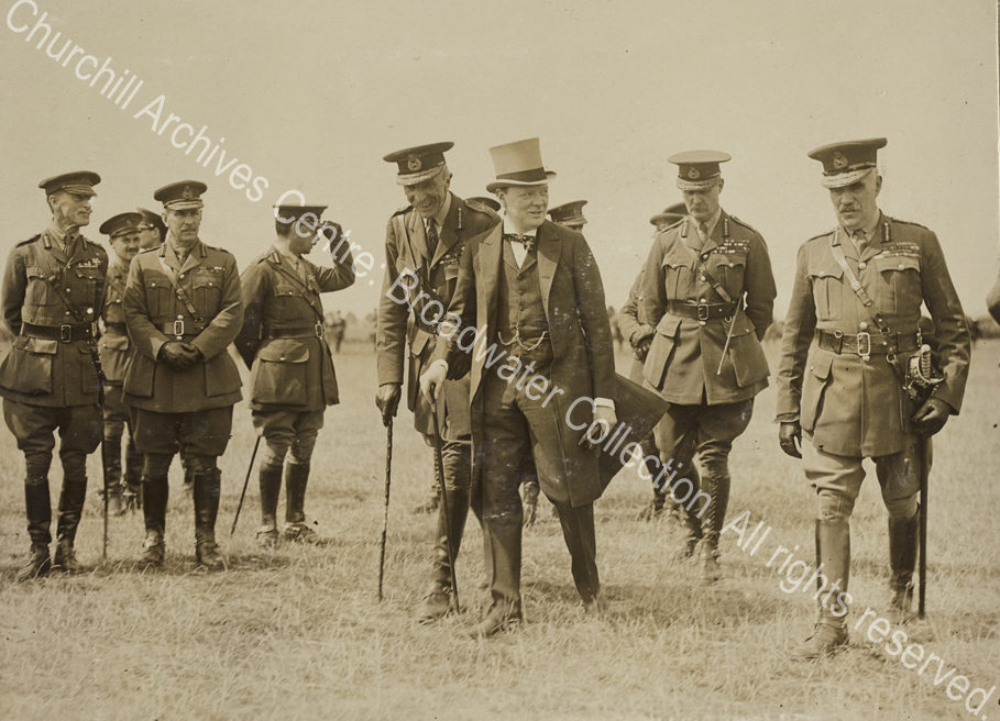 Group photograph of WSC [Secretary of State for War] and others