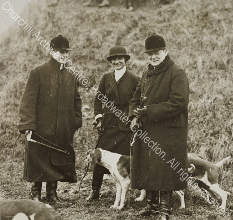 Photograph of WSC with Randolph Churchill and [Gabrielle] "Coco" Chanel in [? Dampierre