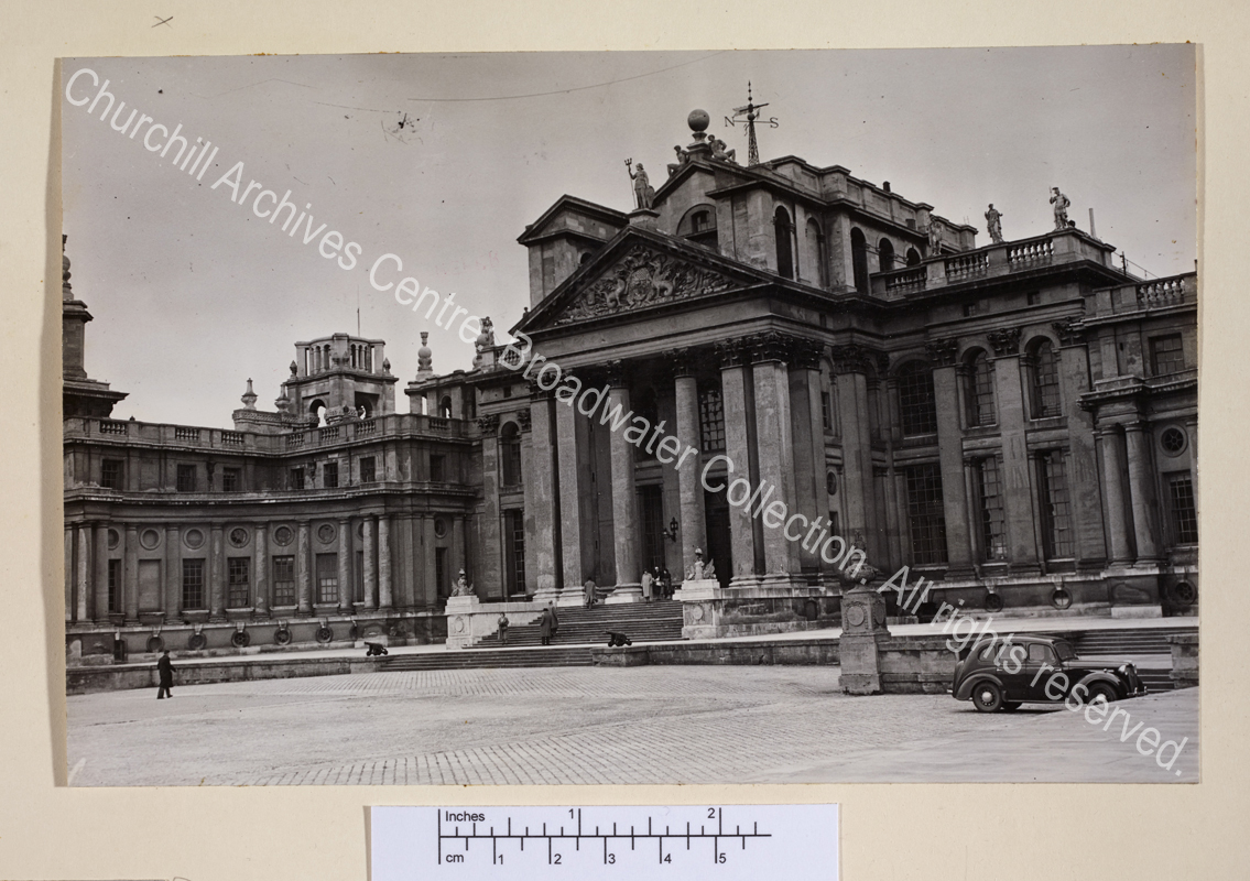 Photograph of front entrance to Blenheim Palace