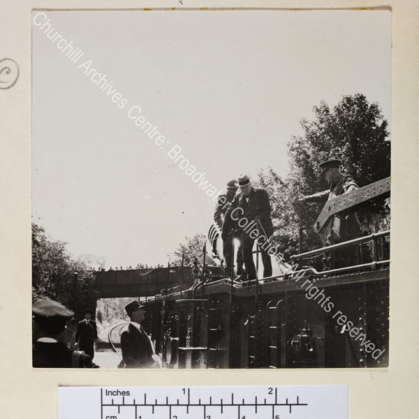 Photo shows WSC on the roof of a military train