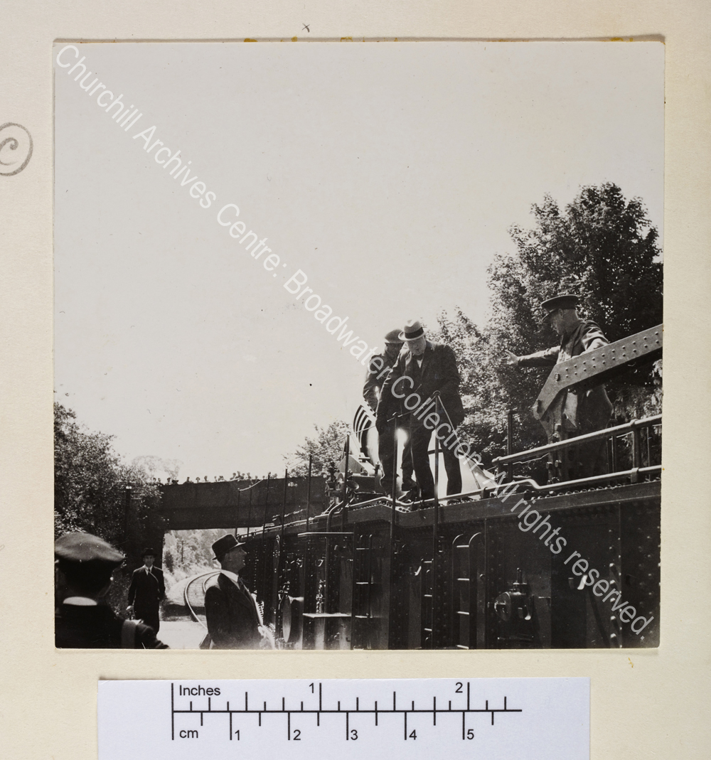 Photo shows WSC on the roof of a military train