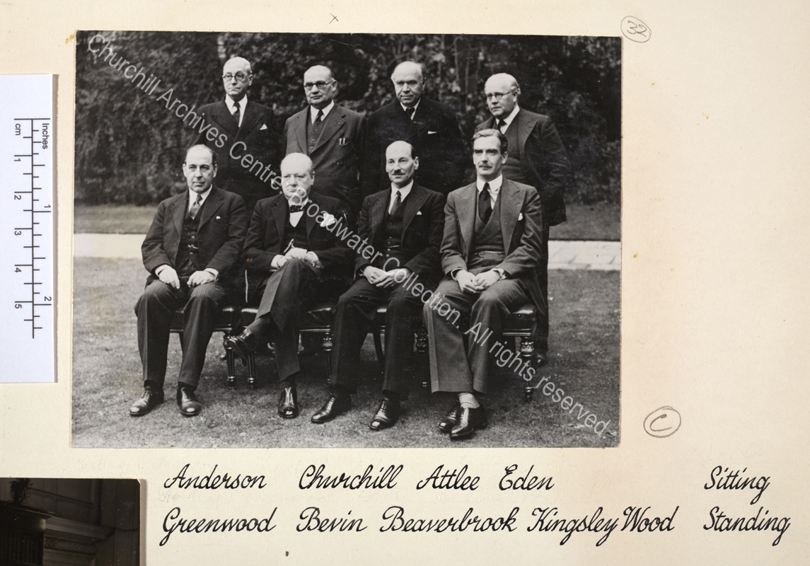 Photo shows from left to right (front row): Sir John Anderson [later 1st Lord Waverley]