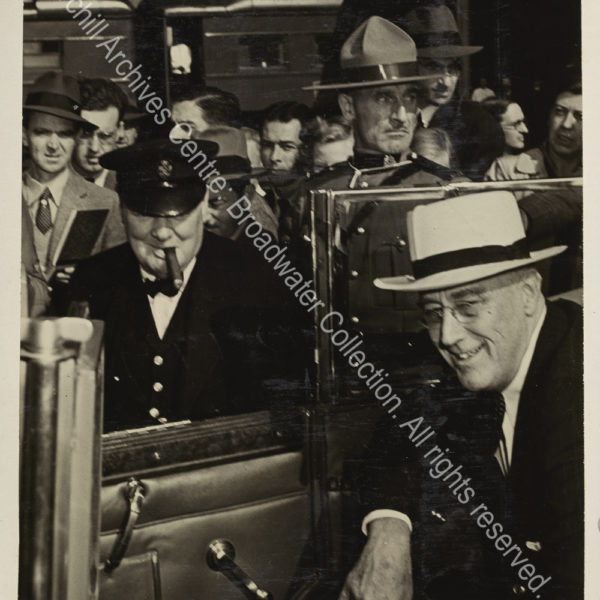 Photo shows WSC and President Roosevelt at Wolfe's Cove