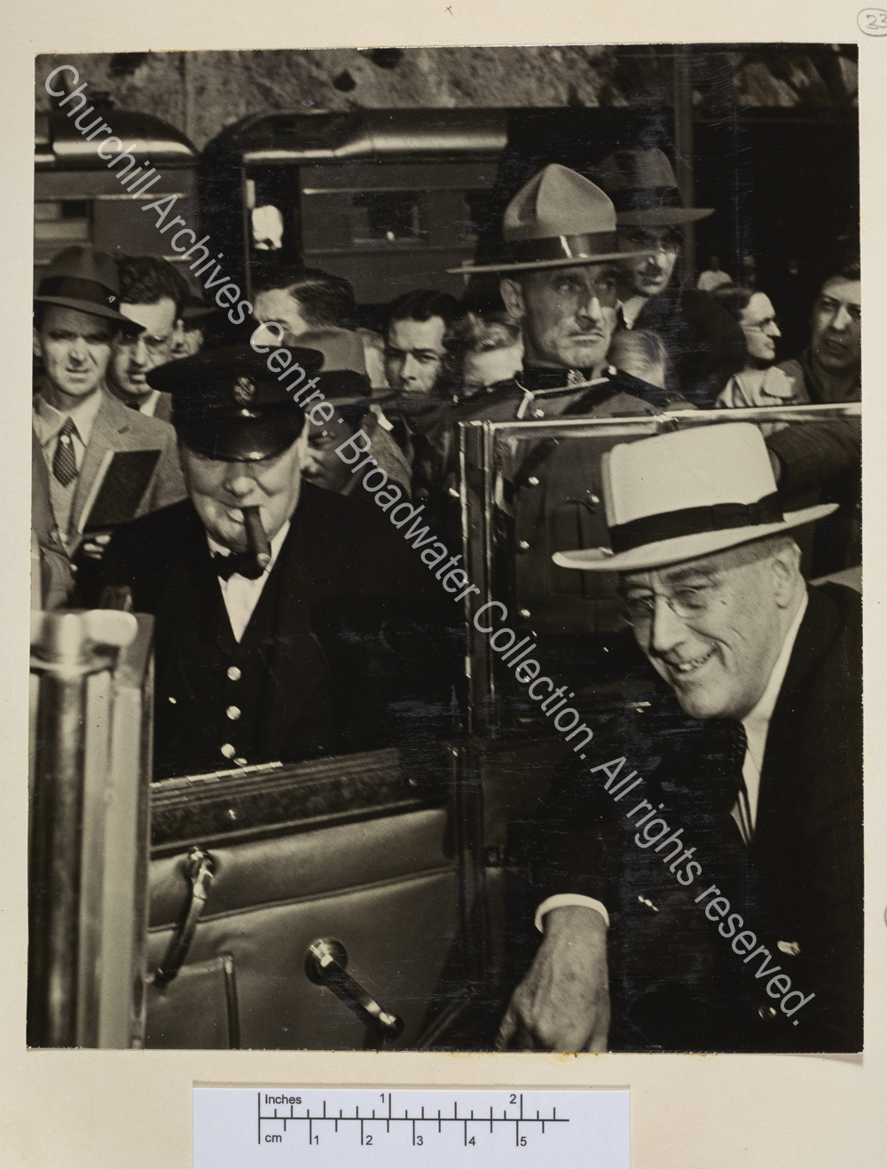 Photo shows WSC and President Roosevelt at Wolfe's Cove