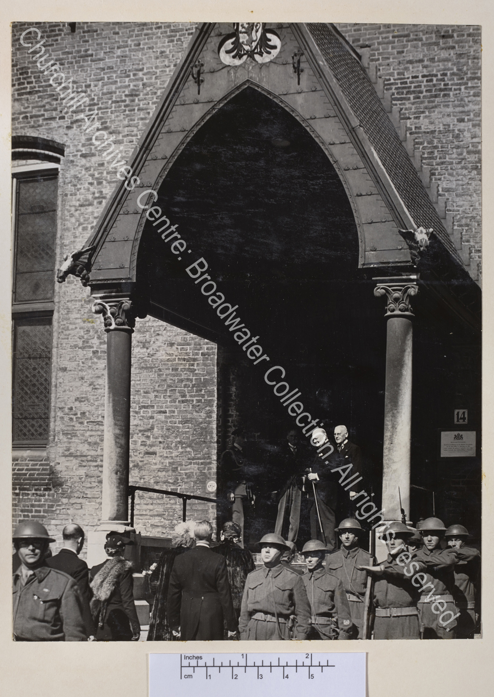 Photo shows WSC being greeted at the entrance of Knights Hall