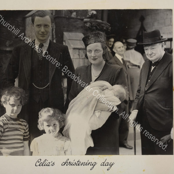 Photo shows Diana Sandys [earlier Diana Churchill] holding Celia Sandys