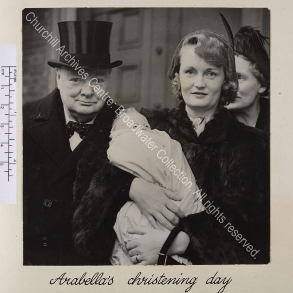 Photo of WSC standing next to June Churchill
