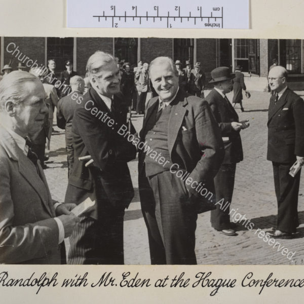 Photo shows Randolph Churchill and Anthony Eden [later 1st Lord Avon] standing together