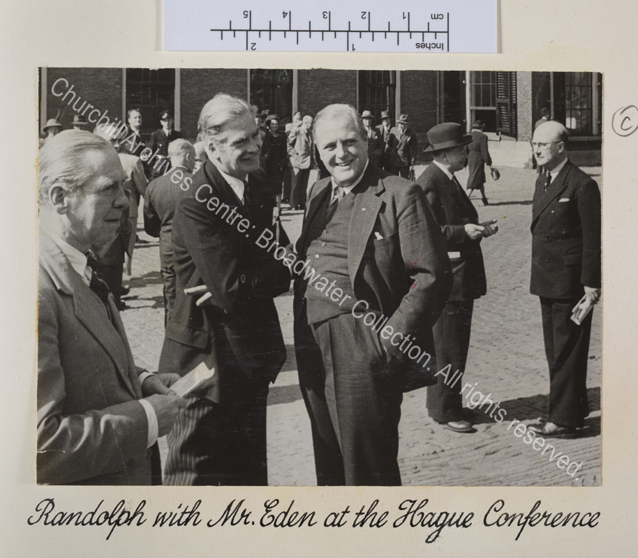 Photo shows Randolph Churchill and Anthony Eden [later 1st Lord Avon] standing together