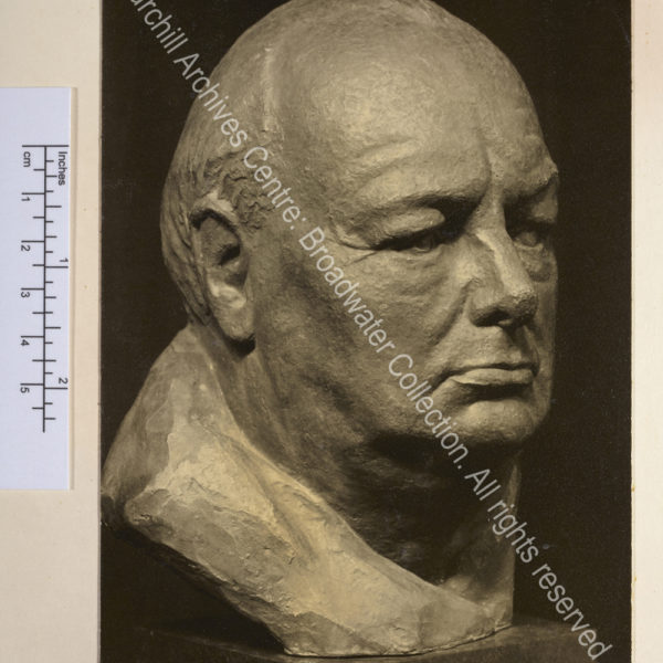 Photo shows a bust of WSC by Clare Sheridan [incorrectly captioned].