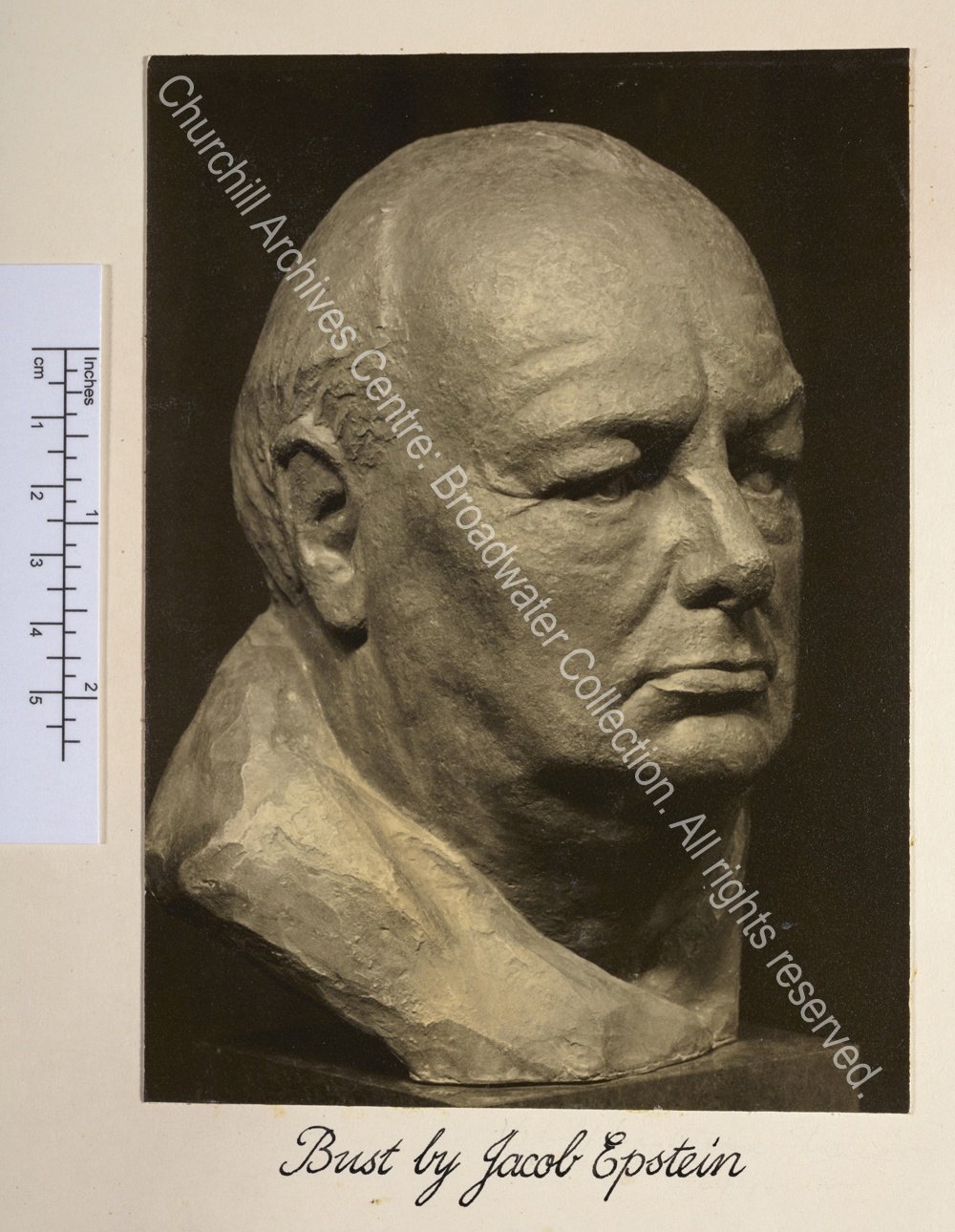 Photo shows a bust of WSC by Clare Sheridan [incorrectly captioned].
