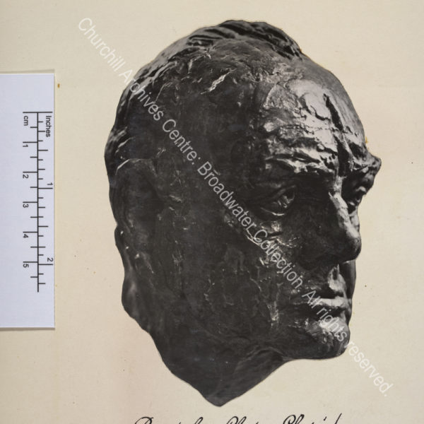 Photo shows a bust of WSC by Jacob Epstein [incorrectly captioned].