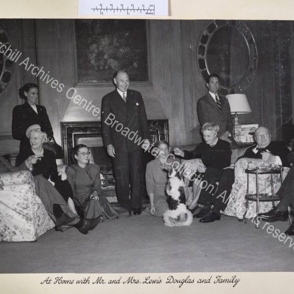 Photo shows WSC and CSC with Lewis Douglas [United States Ambassador to Britain] and his family.