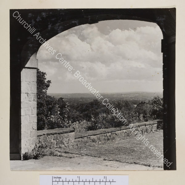 View from inside the Marlborough pavilion looking at the weald of Kent.