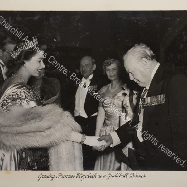 Photo shows Princess Elizabeth [later Queen Elizabeth II] wearing evening dress