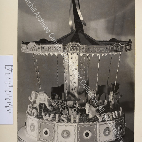 Birthday cake in the shape of a carousel