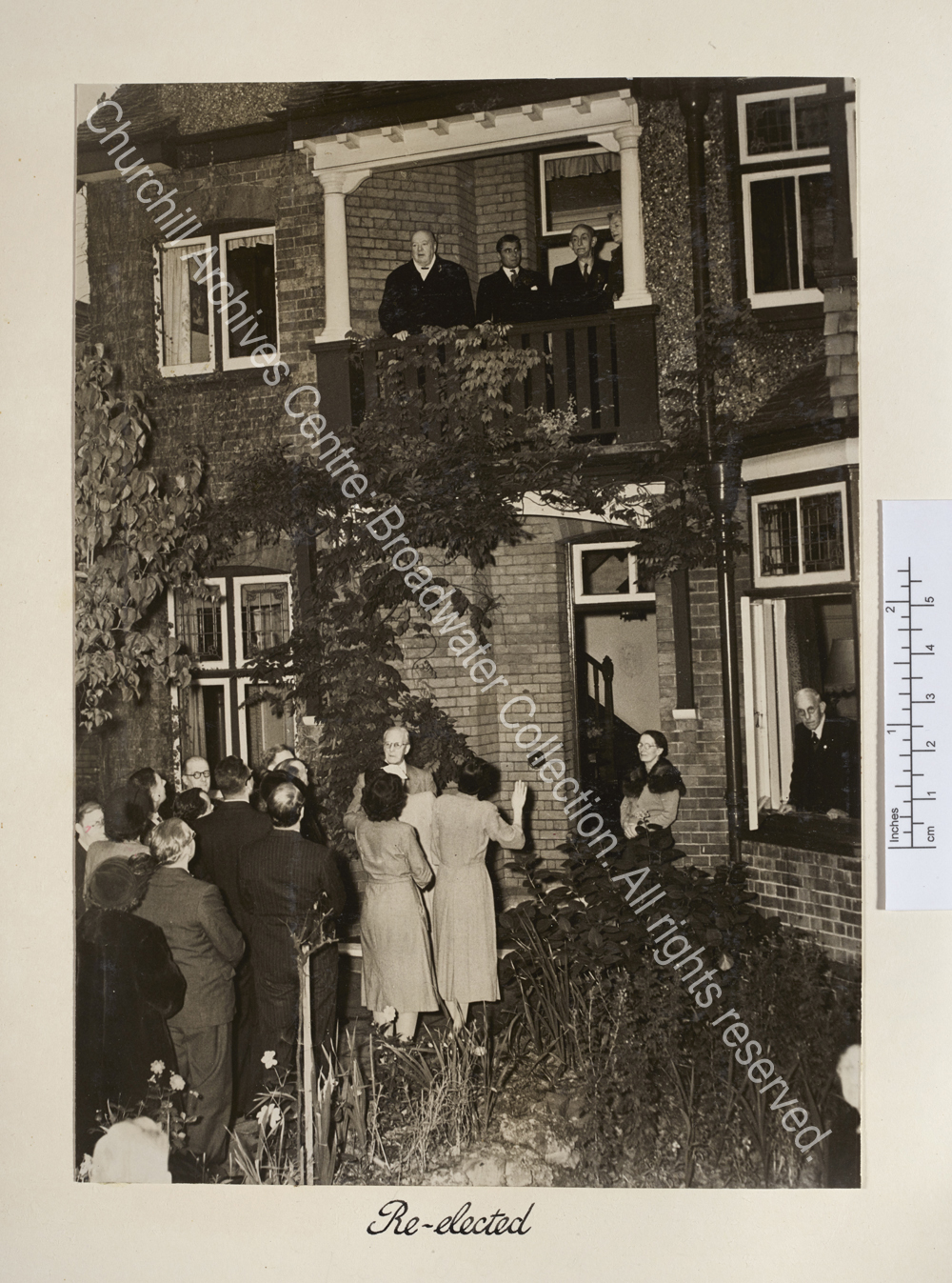 Photo shows WSC on the balcony [?of a house in Woodford