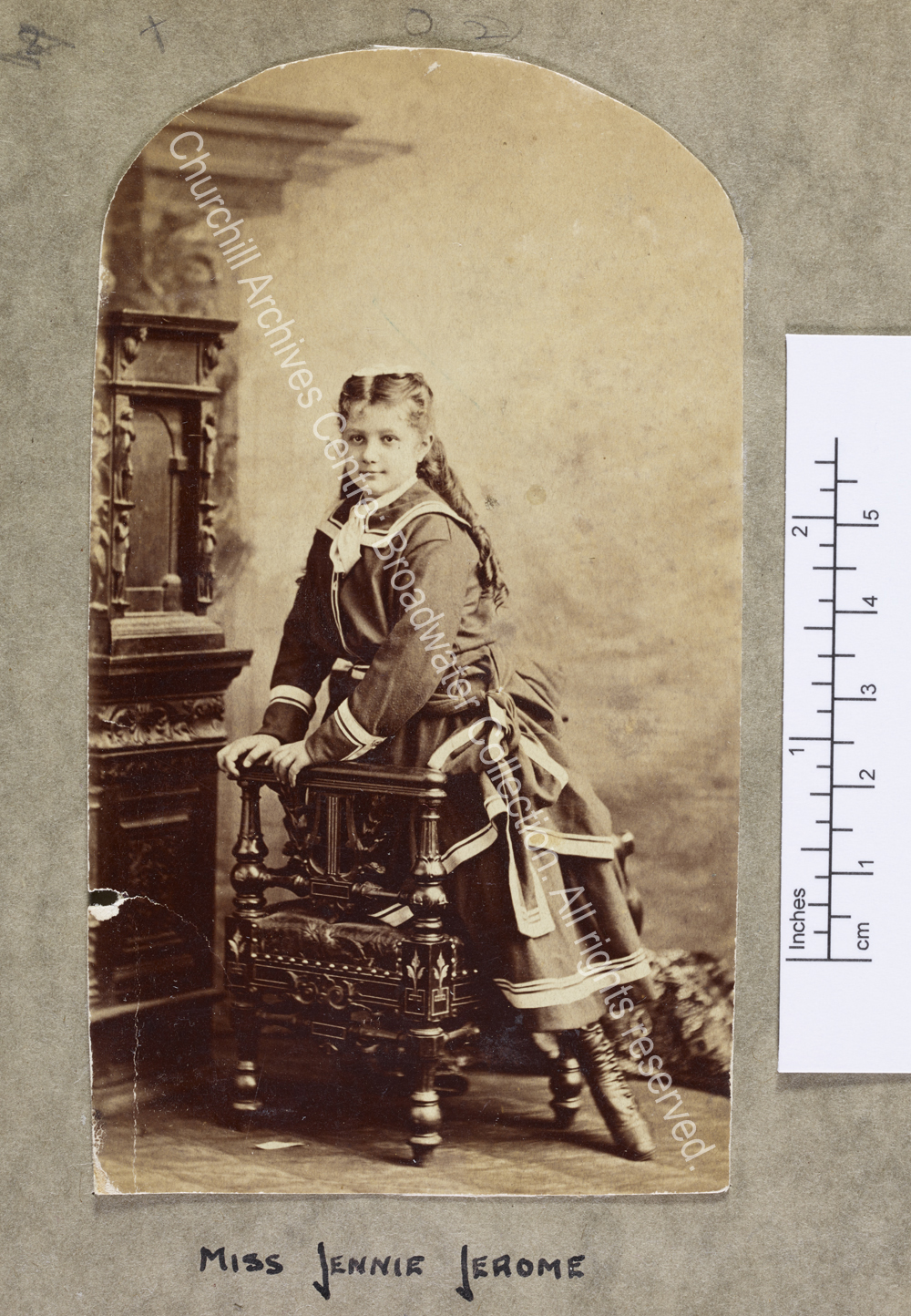 Full length photograph of Jennie Jerome [later Lady Randolph Churchill] as a child