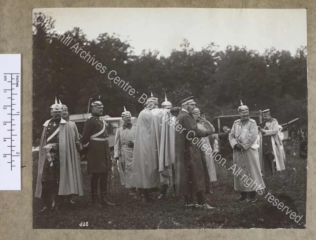 Photograph of Kaiser Wilhelm II and a group of others in uniform (mainly German officers