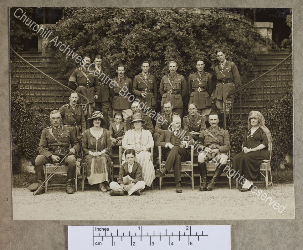 Photograph of WSC [? Secretary of State for War] with various officers