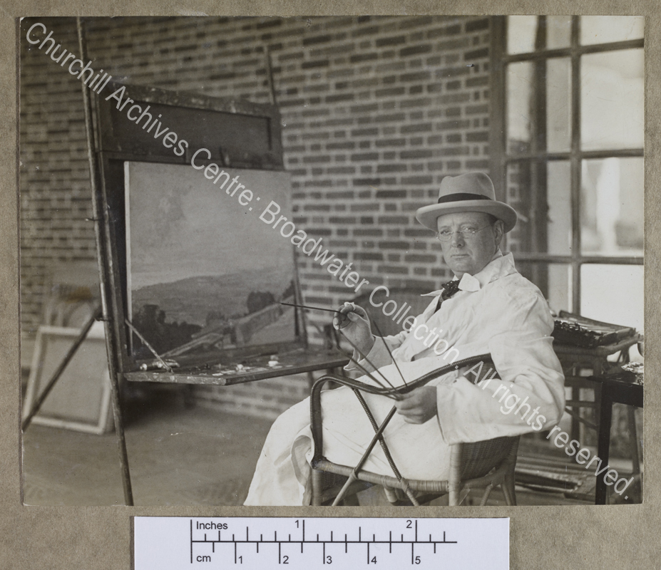 Photograph of WSC in his studio at Chartwell [Kent]
