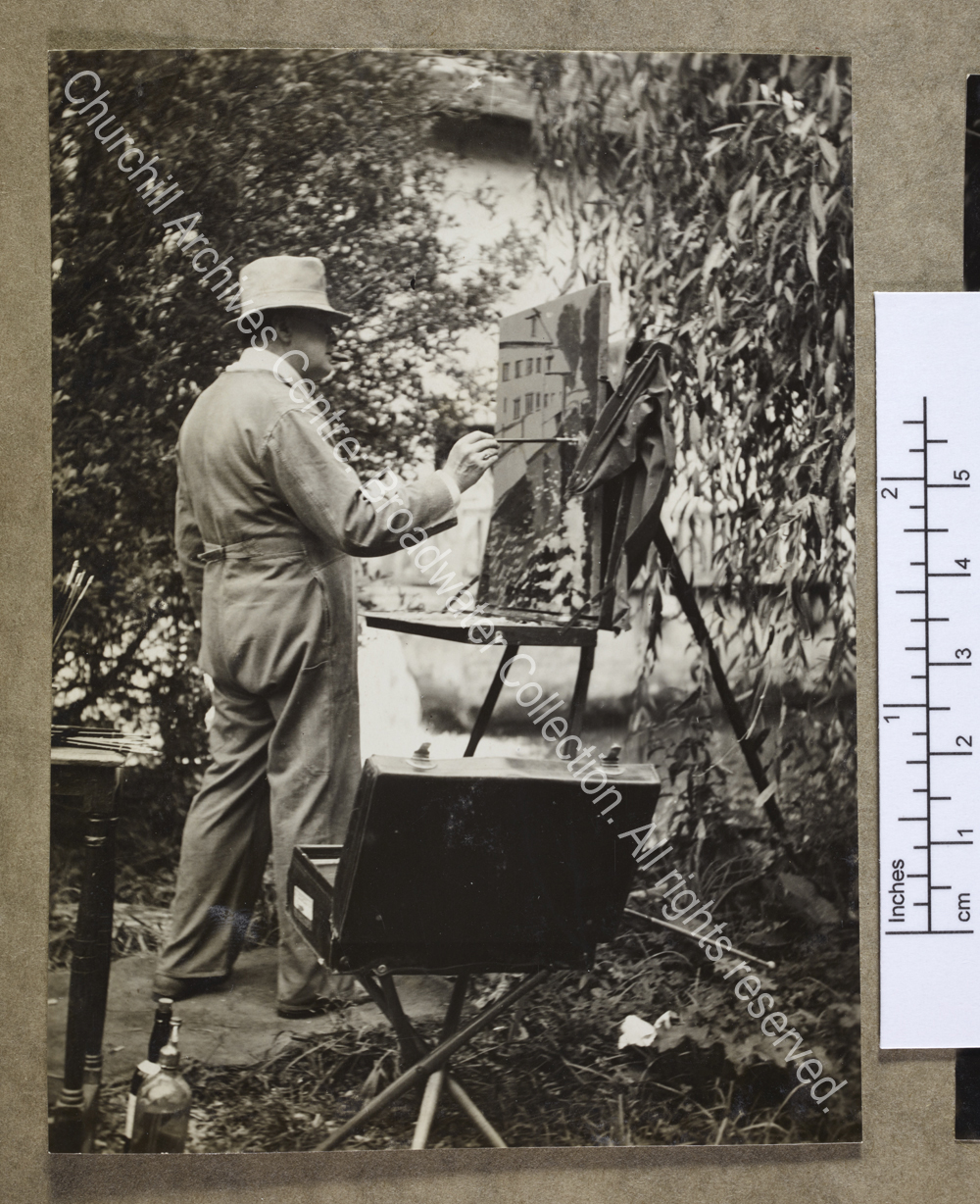 Photograph of WSC painting [the mill at the Chateau St-Georges-Motel in Dreux