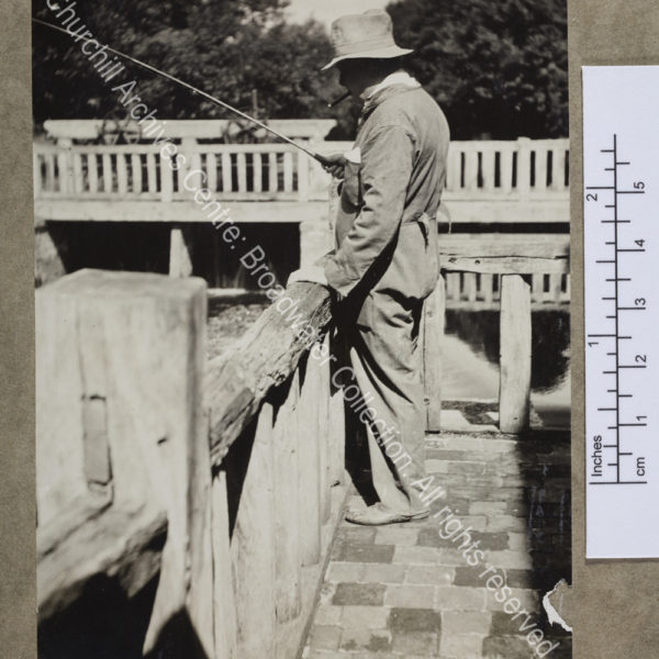 Photograph of WSC fishing [at the mill at the Chateau St-Georges-Motel in Dreux