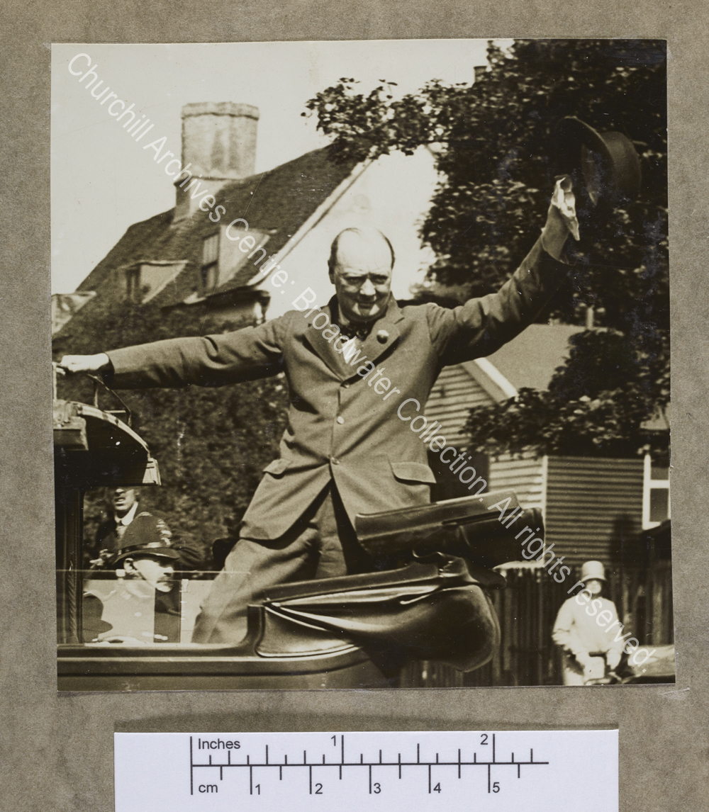 Photograph of WSC [? during the General Election campaign in Epping