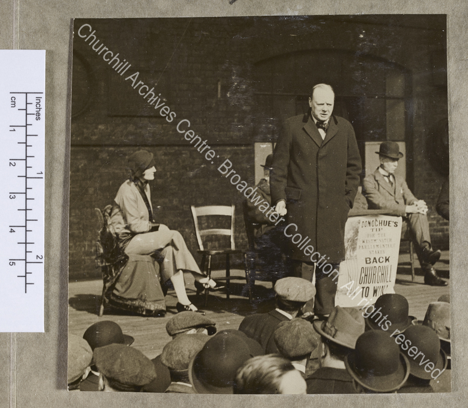 Photograph of WSC [? during the General Election campaign in Epping